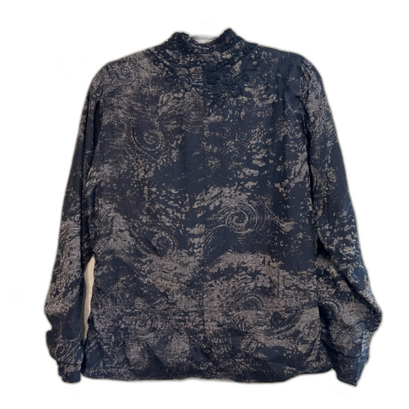 Parsley & Sage Embroidered Button Up Jacket Women Medium Black Tan Art Lagenlook - Picture 3 of 8